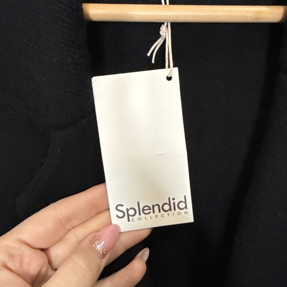 NEW Splendid Collection Cashmere Cardigan Jacket Women's L Black Button Up Long - Picture 4 of 7